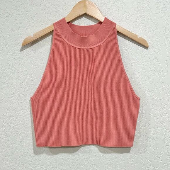 Babaton aritzia ribbed stretch cropped high neck top womens size 2XL - Picture 2 of 6